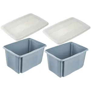 Keeeper Blue Turn Around Stacking Box 45 Litre With Lid - Set Of 2