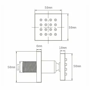 Olive Square 3 Way Concealed Thermostatic Shower Mixer Set - Shower Head, Handset & Body Jets