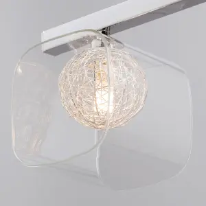 Litecraft Verona Chrome 4 Lamp Glass Ceiling Pendant Light