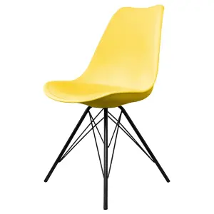 Soho Yellow Plastic Dining Chair with Black Metal Legs