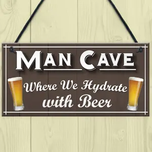 Red Ocean Man Cave Hydrate Funny Home Bar Gift Hanging Plaque Husband Sign