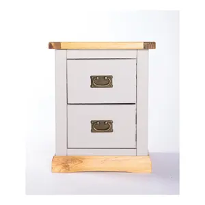 Bomporto 2 Drawer Bedside Table Brass Drop Handle