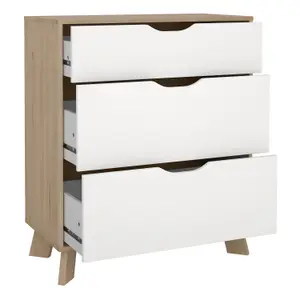 Ikast Chest 3 Drawers in Jackson Hickory and White