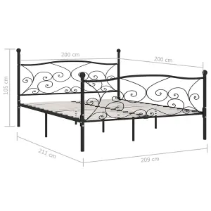 Berkfield Bed Frame with Slatted Base Black Metal 200x200 cm