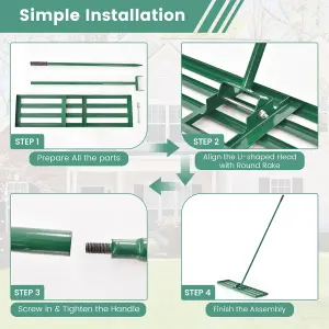 Costway 91 cm Garden Lawn Leveling Rake Effort-saving Landscape Rake w/ Ergonomic Handle