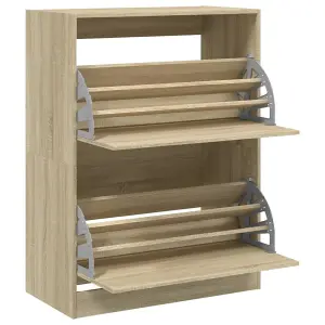 Berkfield Shoe Cabinet with 2 Flip-Drawers Sonoma Oak 80x42x108 cm