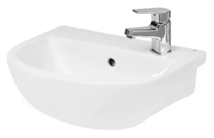 Round Ceramics Semi Recessed 1 Tap Hole Basin (Tap Not Included), 400mm - Balterley