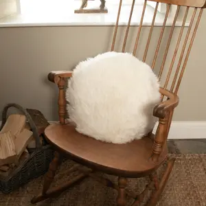 Native Natural White Round Sheepskin Cushion