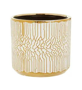 Interiors by Premier Honna Small White Gold Ceramic Planter