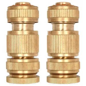 4 Pieces Garden Hose Tap Connector, Solid Brass 1/2" - 3/4" Tap Adapter and 1/2" Hose Pipe Quick Connector