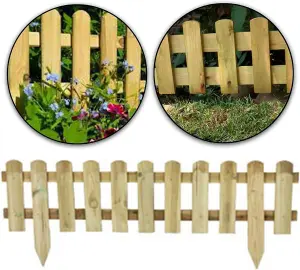 AAMEN Pack of 6 Wooden freestanding Picket Fence Panels - Natural