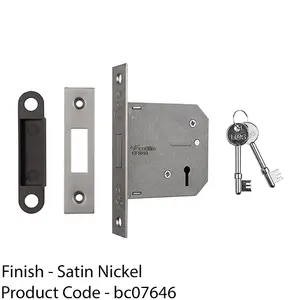 76mm Residential Standard Profile Deadlock - Satin Nickel - BS EN 12209 Lock