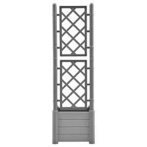 Berkfield Garden Planter with Trellis 43x43x142 cm PP Stone Grey