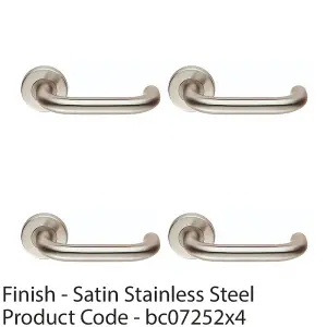 4 PACK - Pair 19mm Round Bar Safety Handle On Round Rose Concealed Fix 201 Satin Steel