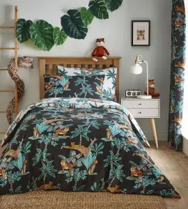 Charlotte Thomas Black Jungle Fever Duvet Cover Set Reversible With Pillowcases Single