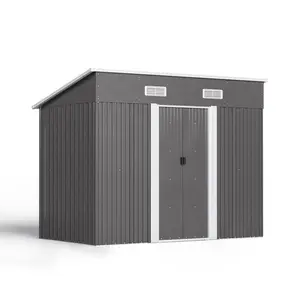 8ft. W x 4ft. D Metal Pent Garden Shed Black