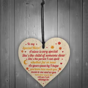 Red Ocean Niece Gifts From Auntie Uncle Handmade Wooden Heart Gift For Niece Keepsake