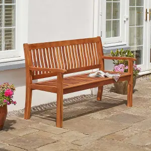 Acacia Hardwood 3-Seater Garden Bench, Water Resistant Furniture for Outdoor Patio & Decking, L149.5 x W62.5 x H90cm