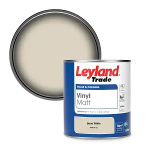 Leyland Trade Vinyl Matt Walls & Ceilings Emulsion Paint Bone White (PPG14-22) 1L