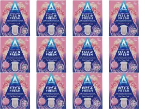 Astonish Toilet Bowl Fizz & Fresh Tabs Pink Peony Fresh, 8 Tablets (Pack of 12)