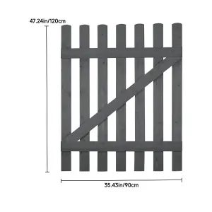 Grey Garden Wood Fence Gate 90x90cm with 2 T Shaped Hinges and 1 Latch Lock