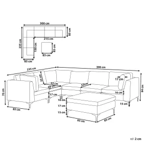 Corner Sofa with Ottoman EVJA Navy Blue Velvet Right Hand