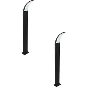 2 PACK IP44 Outdoor Bollard Light Black Aluminium 11W Built in LED Lamp Post