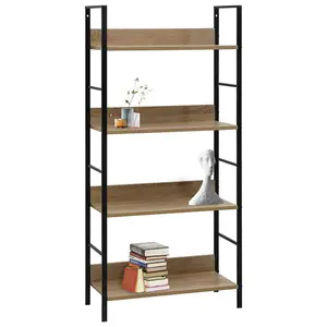 Berkfield 4-Layer Book Shelf Oak 60x27.6x124.5 cm Engineered Wood