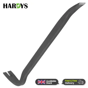 Hardys 18" Wrecking Crow Bar - Steel Utility Crowbar, Swan Neck with Chisel End, Floorboard, Nail Puller, Lever, Pry, Break