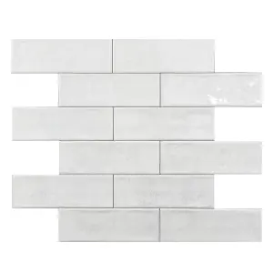 Top Ceramics White Gloss Metro Ceramic Wall Tile (L)300mm x (W)100mm Each box 0.84sqm