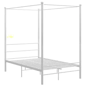 Berkfield Canopy Bed Frame White Metal 120x200 cm