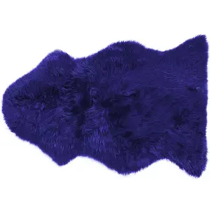 Beliani Traditional Sheepskin Rug Navy Blue ULURU