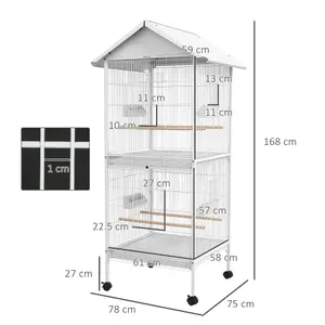 PawHut Metal Bird Cage Feeder, for Small and Medium Bird - White