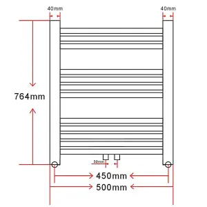 Bathroom Radiator Central Heating Towel Rail Curve 500 x 764 mm