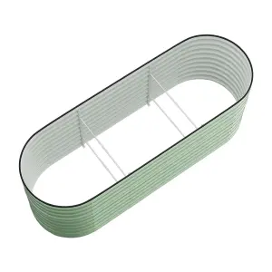 240cm W Light Green Oval-Shaped Galvanized Steel Raised Garden Bed Outdoor Use Only