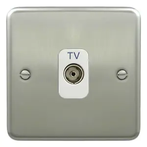 Deta 1940SCW TV Aerial Coaxial Socket 1 Gang Isolated Satin Chrome / White Insert