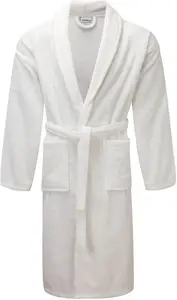 Luxury Shawl Collar White Terry Towelling Dressing Gown - Egyptian Collection Soft Cotton From The Towel Shop