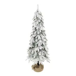 5ft Cranmore Green Frosted effect Wrapped Slim Artificial Christmas tree