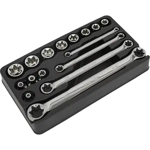 16-Piece TRX Star Socket and Spanner Set - Chrome Vanadium Steel, 3/8" Drive