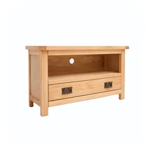 Lugo Waxed 1 Drawer TV Cabinet Brass Drop Handle