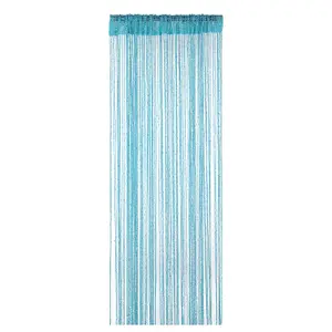 String Curtain Panel Spaghetti Tassel Curtain, 200cm x 90cm - Turquoise