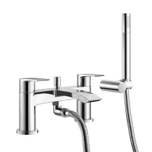 Nes Home Vigan Waterfall Basin Mono, Bath Shower Mixer & Waste Chrome