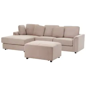 Right-Hand Corner Sofa with Ottoman KOHLO Taupe Fabric Right Hand