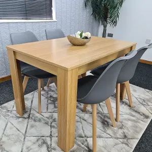 Kitchen Dining Table With 4 Chairs Dining Table Room Set 4 Wooden OAK Effect Table 4 Grey Tulip Chairs Furniture Kosy Koala