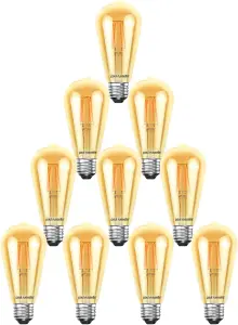 paul russells LED Filament ST64 Bulbs, 4.5W 400 Lumens, 35w Equivalent, 2200K Amber, Pack of 10