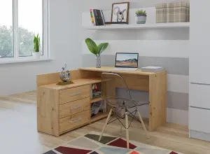 Dany Corner Desk with Drawers Artisan Oak