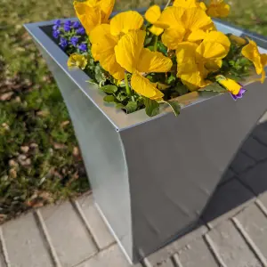 H55cm Galvanised Silver Flared Square Planter