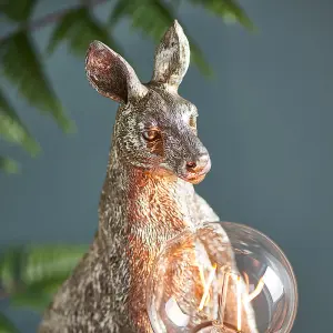 Vintage Silver Kangaroo Table Light - Resin Figure - Chrome Plated Lamp Holder