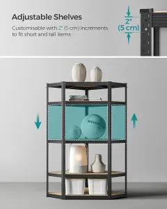 SONGMICS Shelving Unit, Corner Shelf 5-Tier, Heavy Duty Metal Units for Room, Warehouse, Ink Black and Natural Beige