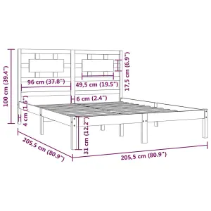 Berkfield Bed Frame Black Solid Wood Pine 200x200 cm